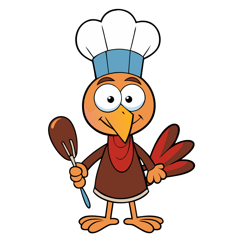 Cartoon turkey clipart with fork free png svg vector