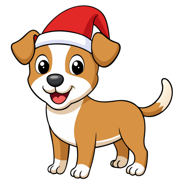 Christmas Dog and Christmas Hat Clipart