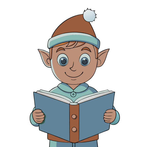 Christmas Elf Reading Book Clipart