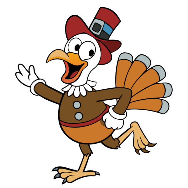 Dabbing Dance Turkey with Pilgrim Hat Clipart