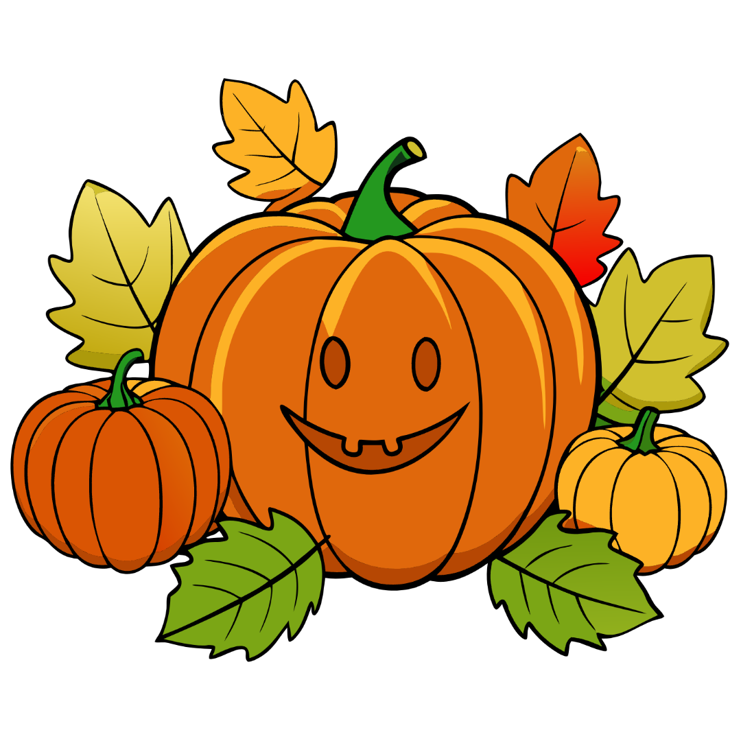 Clipart-Of-Pumpkins-And-Leaves 01