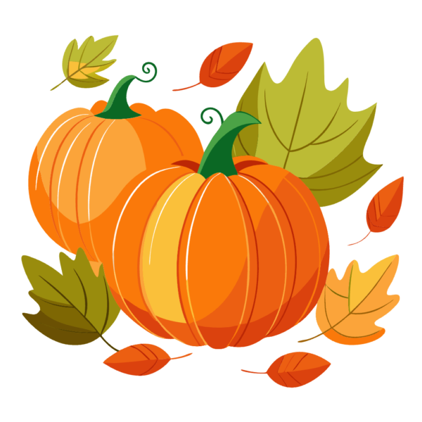 Leaves and Pumpkin Clipart Png