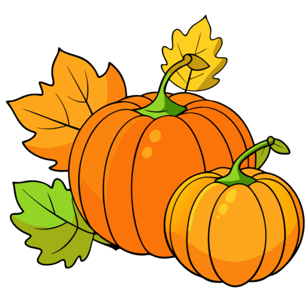 Fall Pumpkin Clipart with Leaves Png