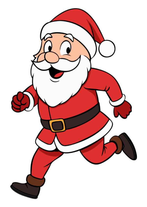 Happily Running Santa Claus Clipart