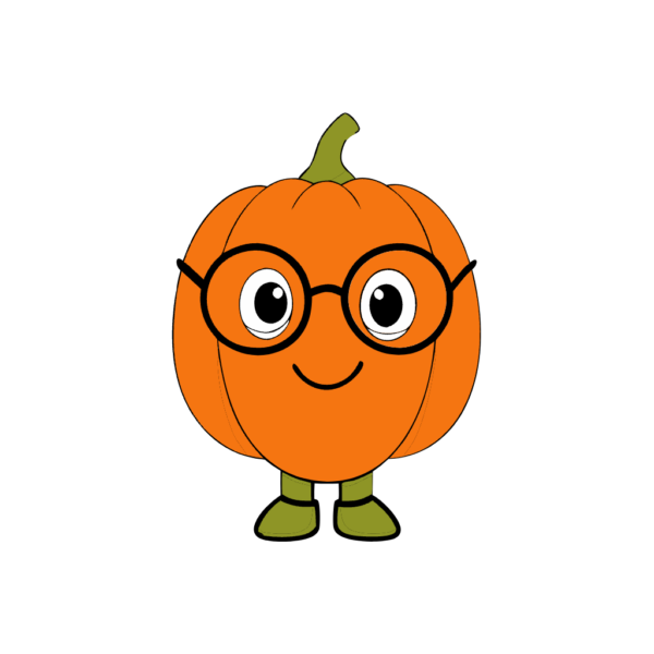 Funny Pumpkin Clipart Wearing Eyeglass