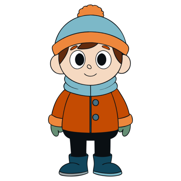 Cute Boy In Winter Clothes Clipart