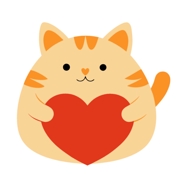 Cute Cat with Red Heart Clipart