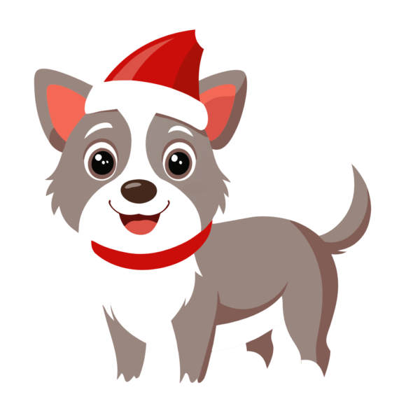 Cute Dog with Christmas Hat Clipart