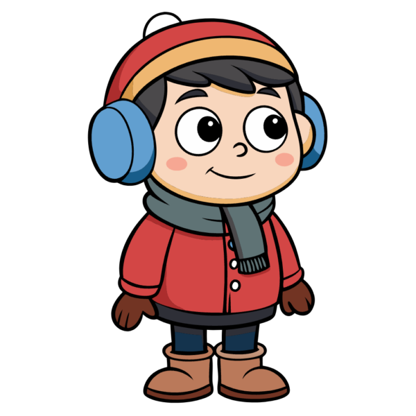 Cute Little Boy in Winter Clipart