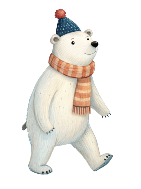 Cute Polar Bear Walking Clipart