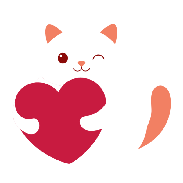 Cute Romantic Cat with Red Heart Clipart