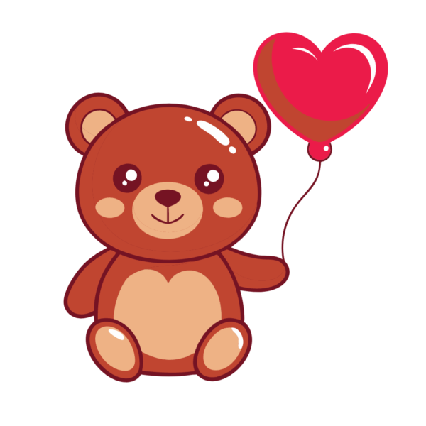 Cute Teddy Bear with Balloon Clipart