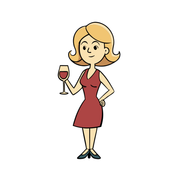 Female - Holding Glass - Clipart