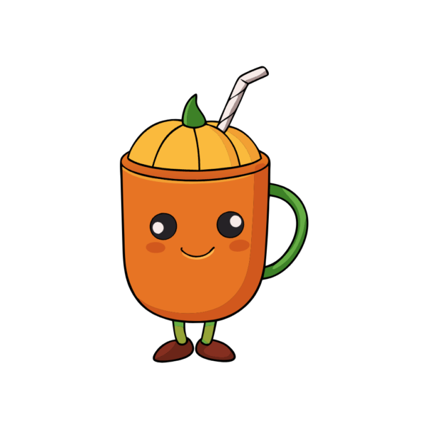 Funny Pumpkin Clipart- Mug With Drink