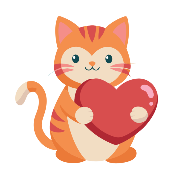 Ginger Cat with Heart Clipart