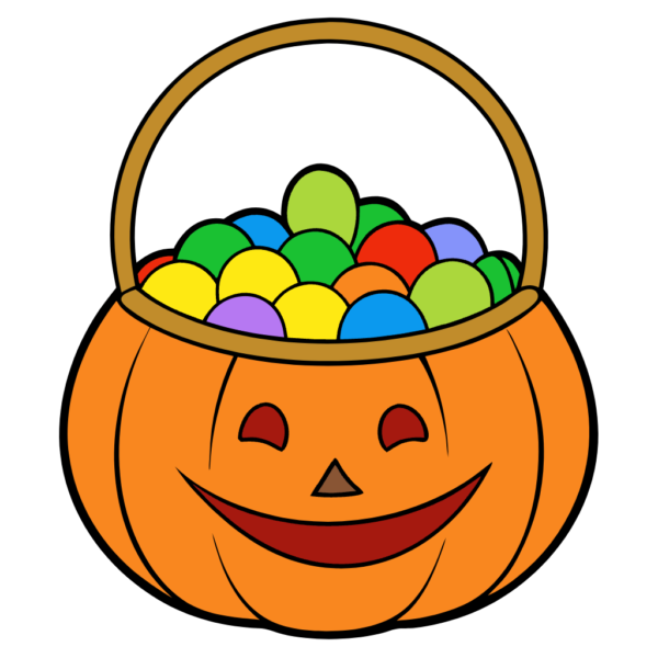 Cute Halloween Pumpkin Basket Loaded with Candies