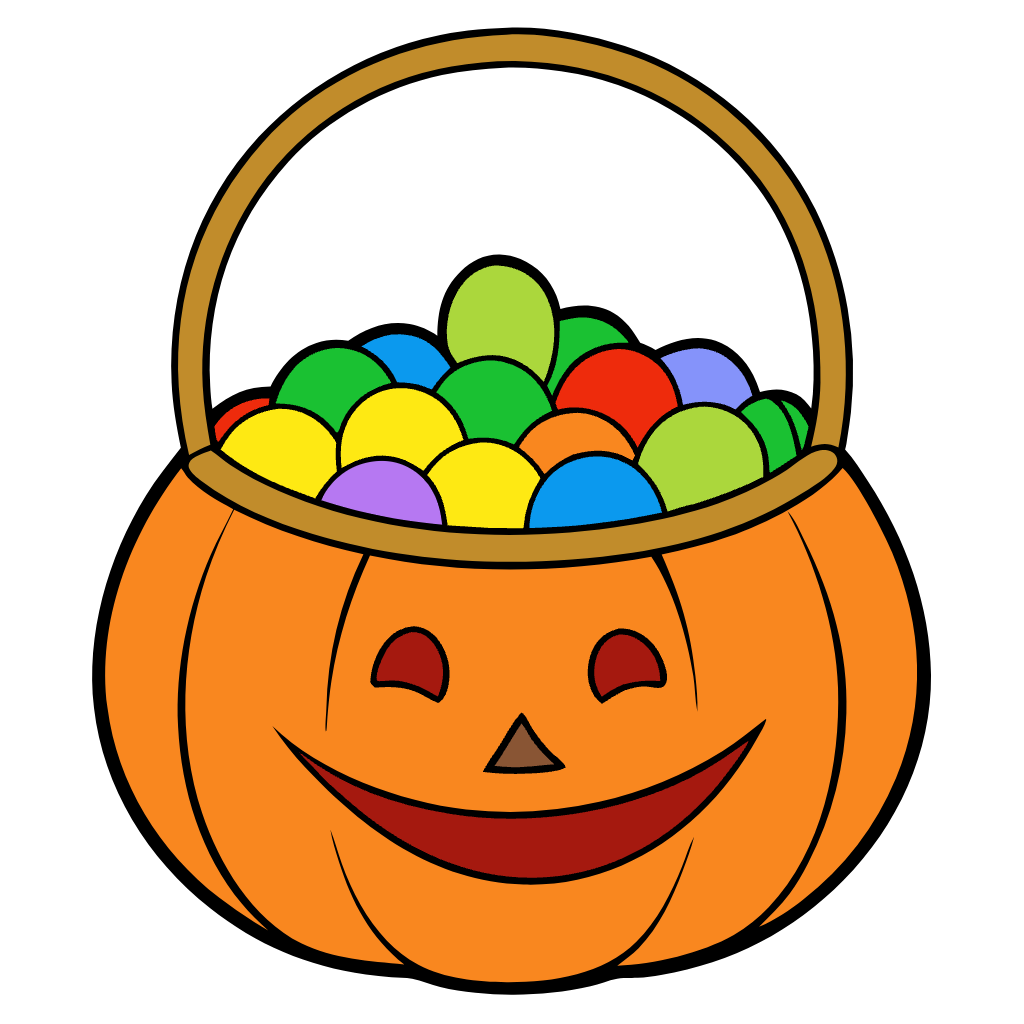 Halloween Clipart - Pumpkin Basket - With Candy