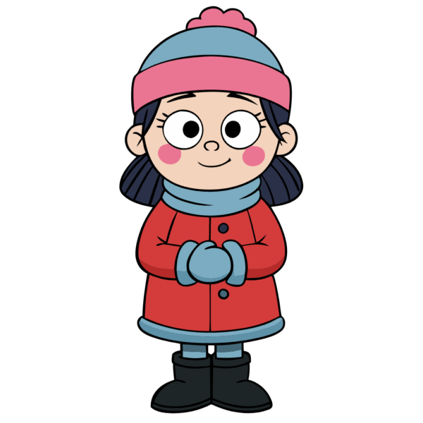 Happy Girl in Winter Dress Clipart