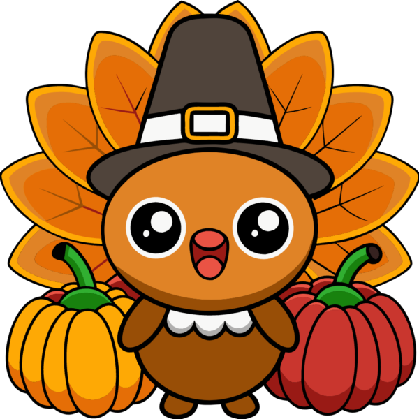 Cute Baby Turkey Clipart with Hat