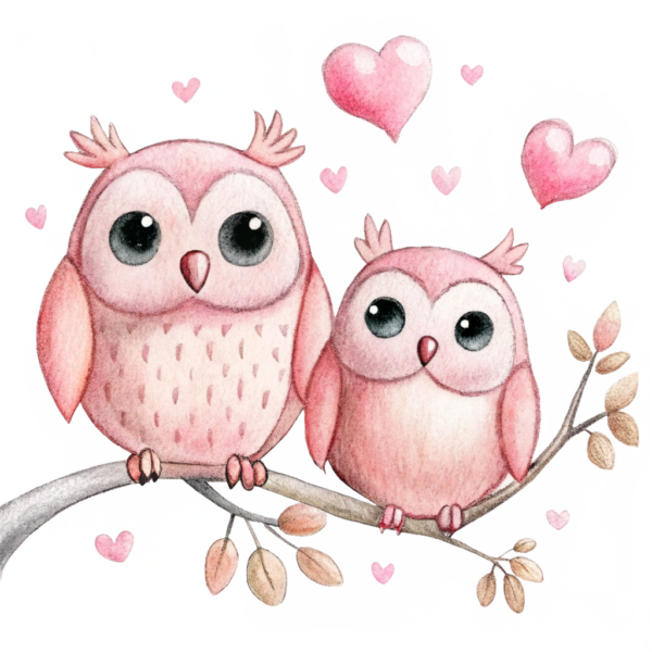 Lovely Owl Couple Clipart