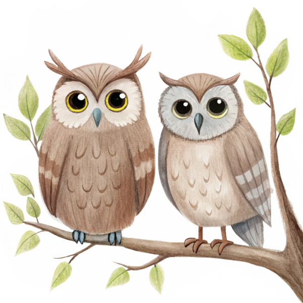 Owl Couple Clipart