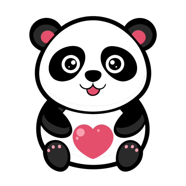 Panda with Heart Clipart