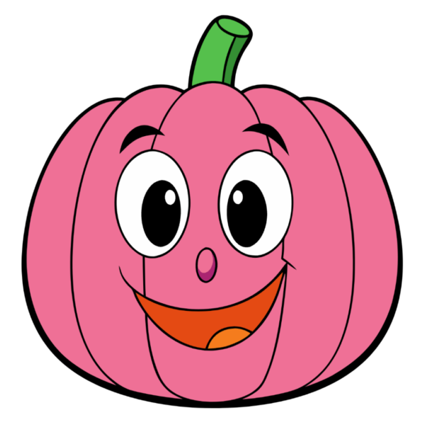 Kawaii Pink Pumpkin Clipart - Smile