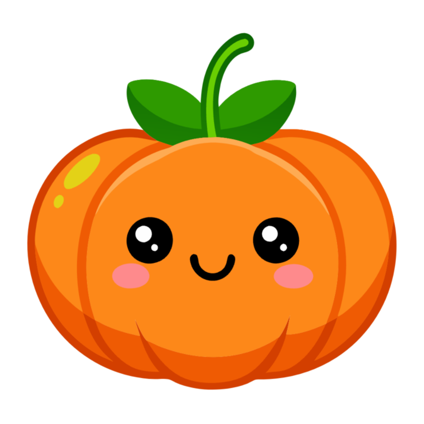 Cute Fall Pumpkin Clipart - Kawaii Style