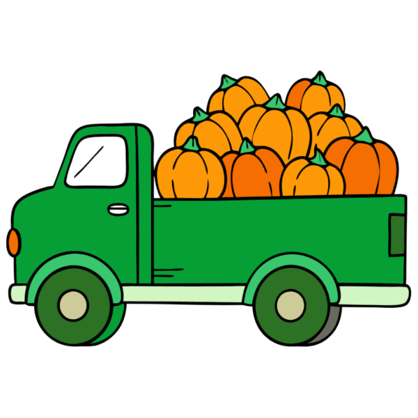 Cartoon Pumpkin Harvest Truck