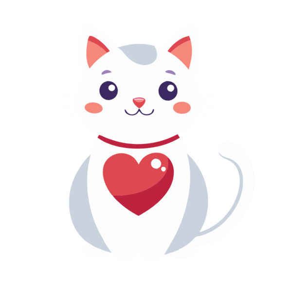 Pussy Cat with valentine Heart Clipart