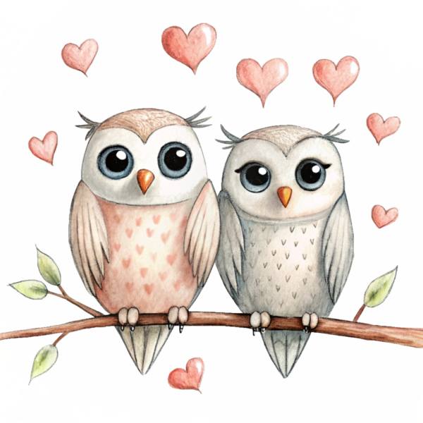 Romantic Couple Owl Clipart