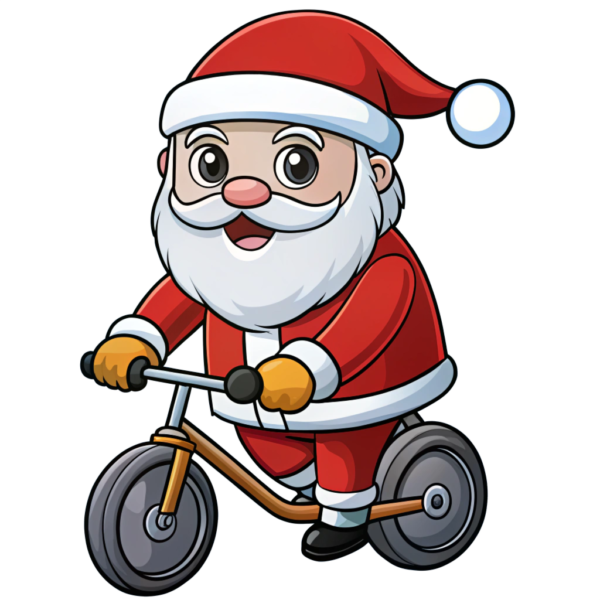 Santa Claus Clipart Riding Cute Bicycle