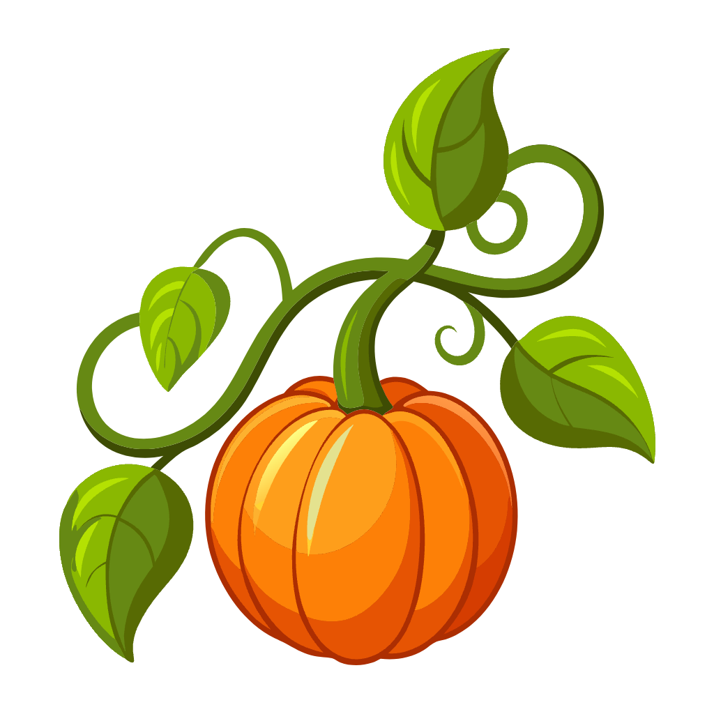 Single Pumpkin vines Clipart