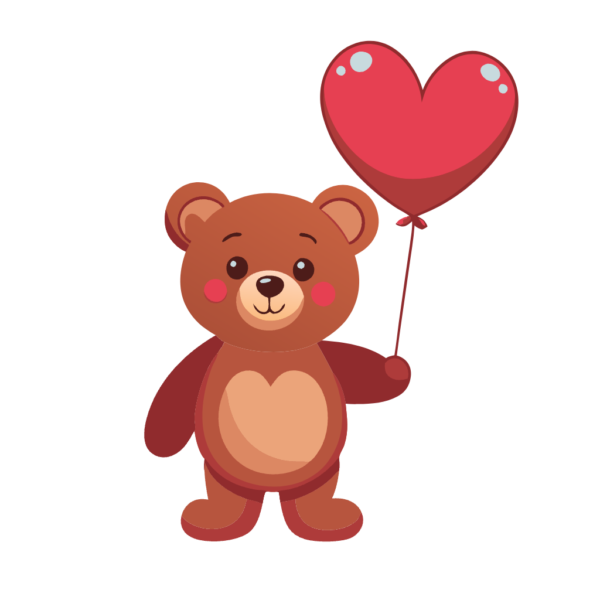 Teddy Bear with Heart Balloon Clipart