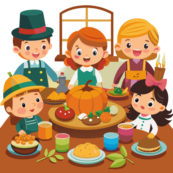 Thanksgiving Feast Clipart Cute Kids