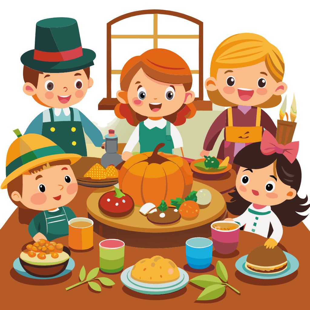 Thanksgiving Feast Clipart Cute Kids | Free Png, Svg, Vector