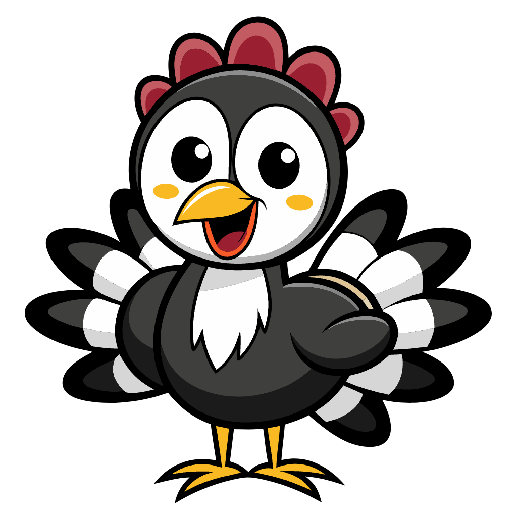 Turkey Black and White - Clipart