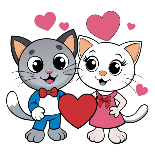 Valentines day Cute Cats Clipart