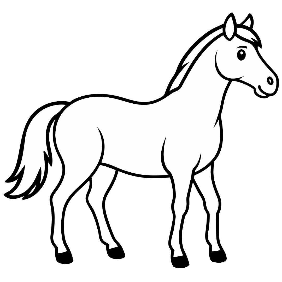 Winter Animal Clipart - Horse Black and White