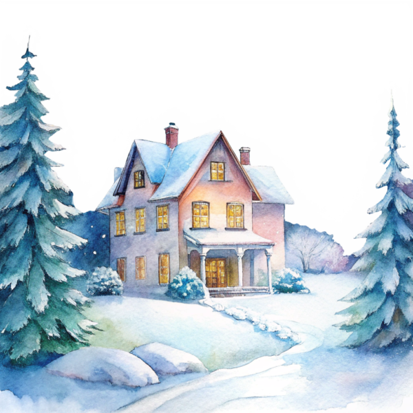 Winter Themed House Clipart