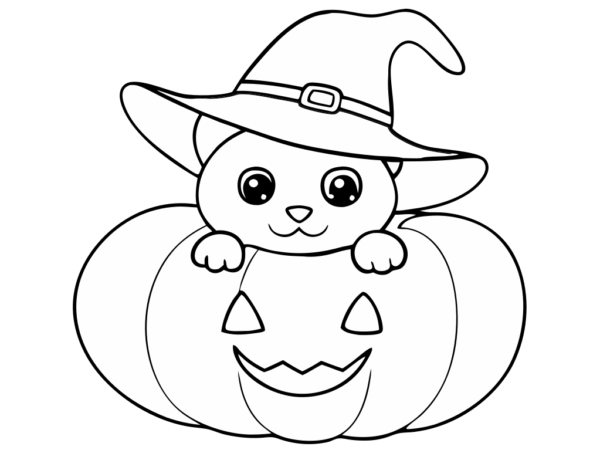 Halloween Cat and Pumpkin Clipart