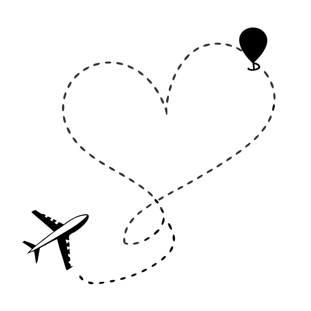Airplane Path Dotted Heart Clipart