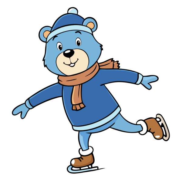 Bear Skating in Winter Clipart