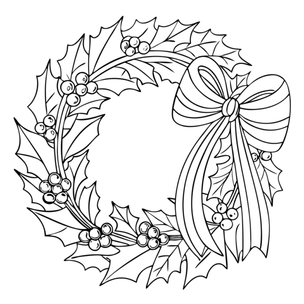 Black and White Holly Wreath