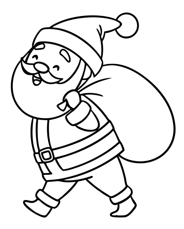 Black and White Santa with Gift Sack