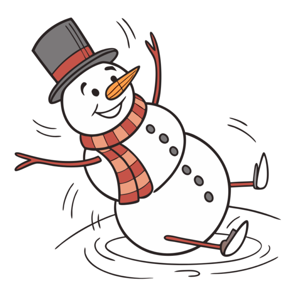 Cartoon Snowman Slipping on Ice Clipart