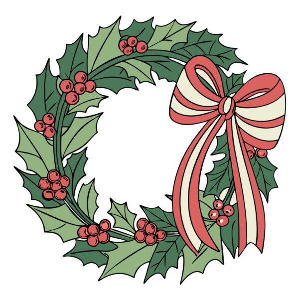 Christmas Holly Wreath Clipart