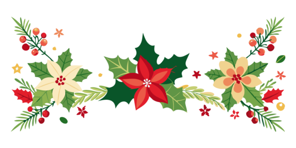 Colorful Christmas Floral Border Clipart