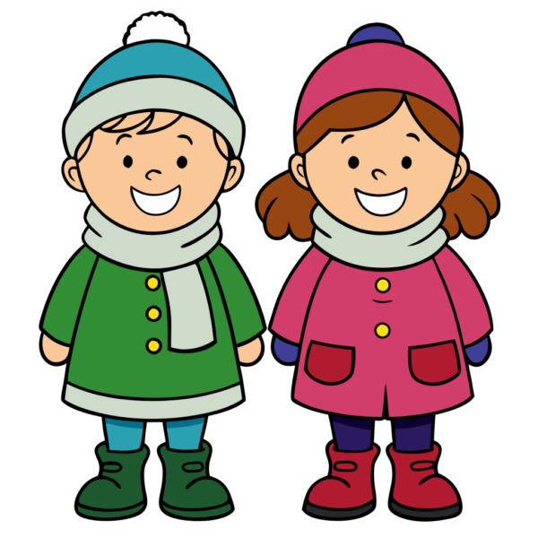 Cute Boy and Girl Winter Clipart