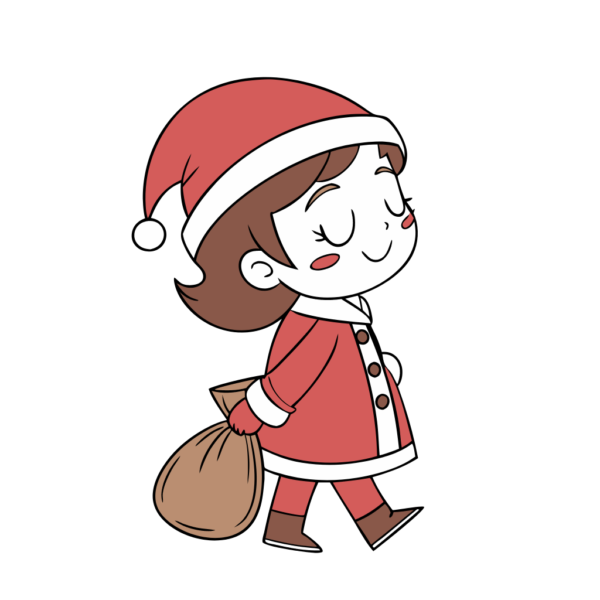 Cute Girl in Santa Costume Clipart